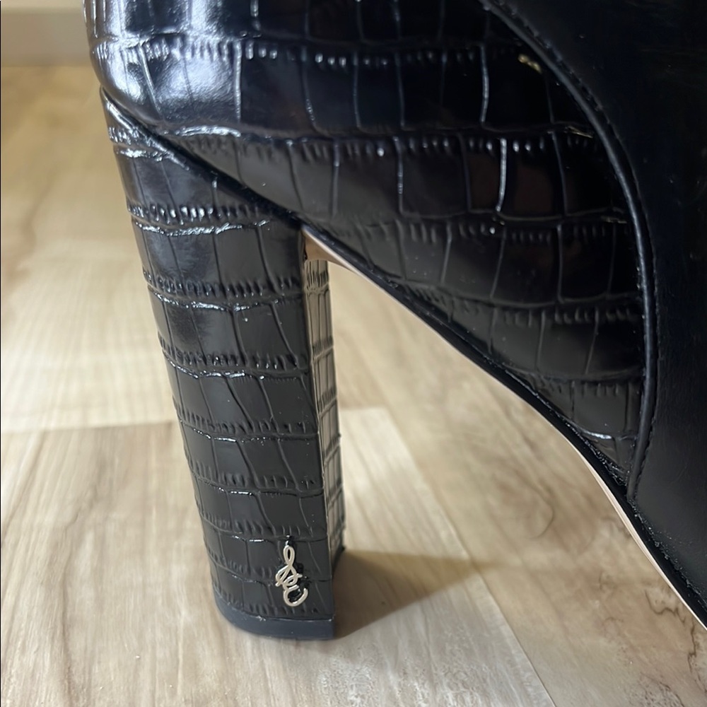Sam Edelman Black Croc-Embossed Ankle Boots - Picture 4 of 10